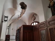 V kostele jsou i velrybí kosti donesené generálem Goltzem z válečného tažení.