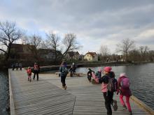 Poslední atrakcí výletu byla cesta přes rybník po k tomu určené cestě.